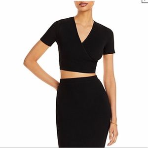 Bloomingdale’s Aqua Wrap Crop Top